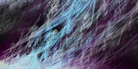 Abstract blue and violet chaotic painted shapes. Fantastic fractal background. Digital art. 3d rendering.