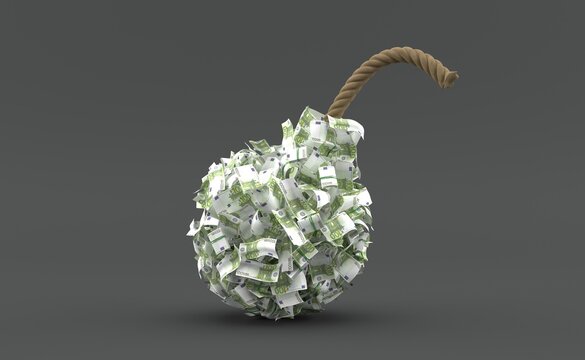 Euro currency in bomb shape