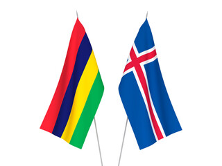Iceland and Republic of Mauritius flags