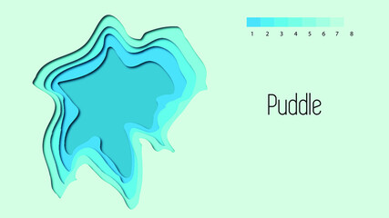 Abstract Blue, paper cut art style, water puddle vector
