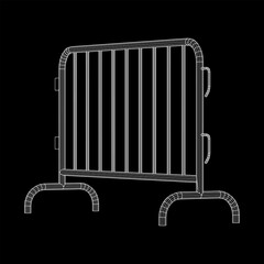 Police riot fence. Wireframe low poly mesh vector illustration.