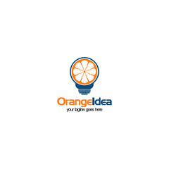 Fruits Orange Idea Think Logo Design Concept