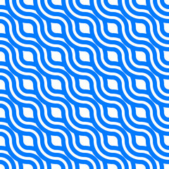 Sea waves seamless geometric abstract blue and white pattern