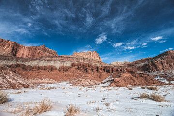 The Castle in snow at Capitol Reef National Park