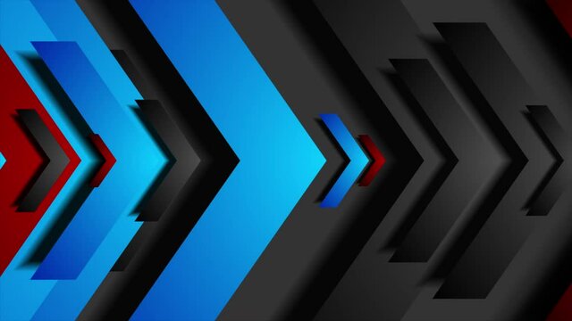 Technology abstract motion background with paper red and blue arrows. Seamless looping. Video animation Ultra HD 4K 3840x2160