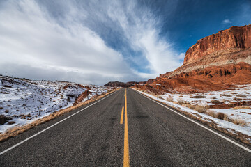 The Castle in snow at Capitol Reef National Park