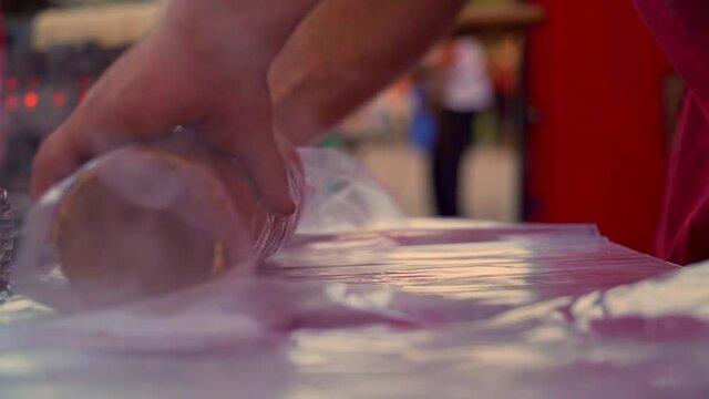 Kurtos Kalacs Wraping Packaging Cooking Baking Traditional Hungarian Cake
