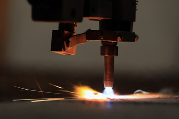 Cnc oxy - fuel cutting machine. Typical materials cut with a plasma torch include steel.