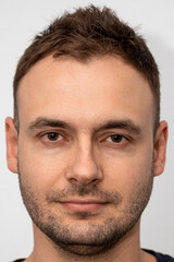 Fototapeta premium face of a handsome man with a new haircut
