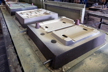 View of the sand casting molding method and mold models for steel casting. In addition to the sand,...