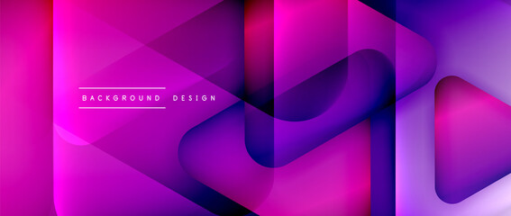 Triangle shapes geometric abstract background. 3D shadow effects and fluid gradients. Modern overlapping forms wallpaper for your text message