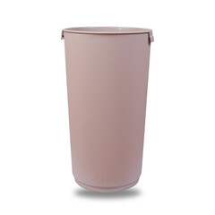 Big brown trashcan or waste bin on white background.