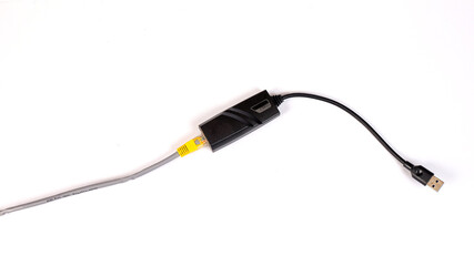 Landline RJ45 adaptor to USB jack for computer .network tool.