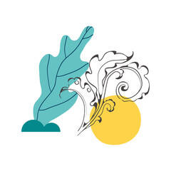 Modern background with floral elements and acanthus leaf. Abstract minimal design