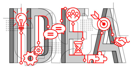 working process, icons set and lettering