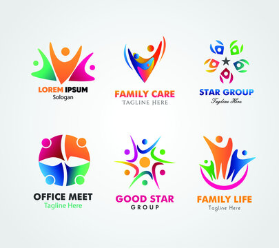 Group People Set of abstract logo