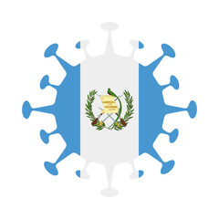 Guatemalan flag in virus shape. Country sign during the coronavirus pandemic. Vector illustration.