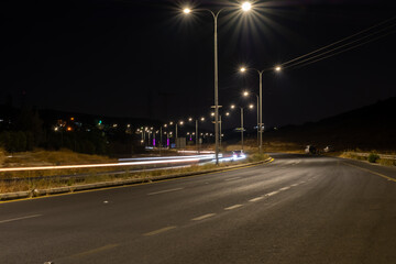 Fototapeta na wymiar Blurred car lights with long exposure