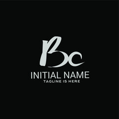 Bc initial handwriting logo vector