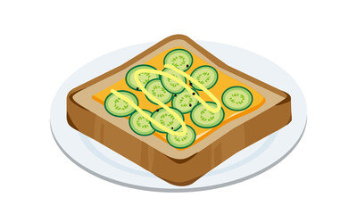 お皿に盛られたきゅうりとチーズのトースト