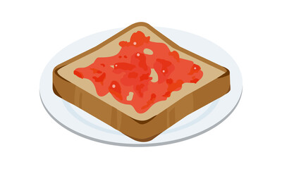 お皿に盛られたいちごジャムのトースト
