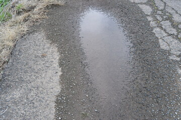 アスファルトの上の水溜り