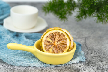 the dried lemon slices closeup