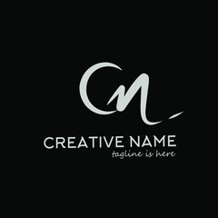 Cn initial handwriting logo vector