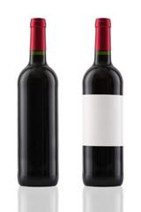 Bottle of red wine isolated on white