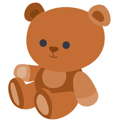 bear toy, flat, isolated object on a white background, vector illustration,