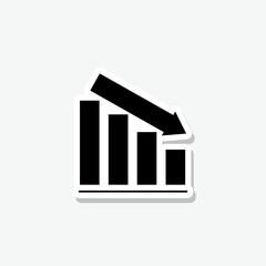 Declining graph sticker icon for your web site design