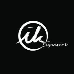 ik initial handwriting logo vector