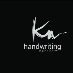 Kn initial handwriting logo vector