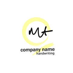 mt initial handwriting logo vector