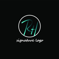RH initial handwriting logo vector