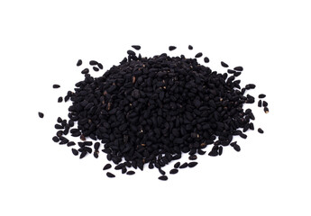 black cumin seeds isolated on a white background