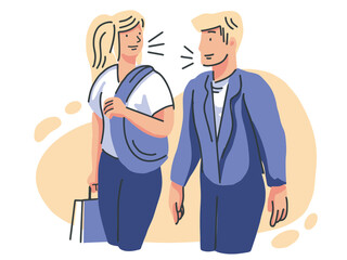 Communication concept. Man and Woman talking  each other. Isolated Vector Illustration