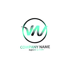 VN initial handwriting logo vector