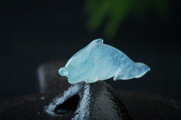 mineral jadeite on a black background