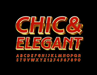 Vector Chic and Elegant 3D Font. Luxury Alphabet Letters and Numbers.