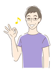 笑顔でOKサインを出す男性