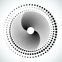 Halftone dots and lines in circle form. round logo . vector dotted frame . design element