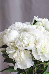 bouquet of white spring flowers peonies