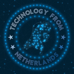 Technology From Netherlands. Futuristic geometric badge of the country. Technological concept. Round Netherlands logo. Vector illustration.