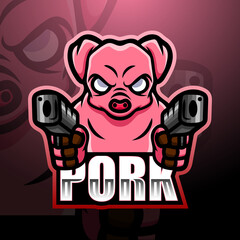 Pork mascot esport logo design