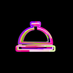 Symbol concierge bell from multi-colored circles and stripes. UFO Green, Purple, Pink