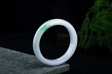 Green Burmese jade jadeite bangle or braclet © ads