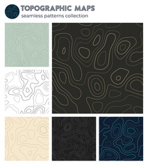 Topographic maps. Awesome isoline patterns, seamless design. Amazing tileable background. Vector illustration.