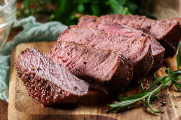 Slices of beef steak