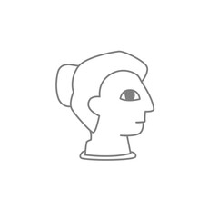 Linear image of a girl's head. Female bust vector illustration. Greek profile.